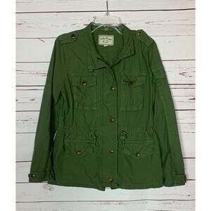 Lucky Brand Women's S Small Olive Green Utility Military Style Cargo Cute Jacket